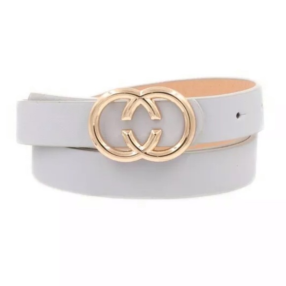 Accessories - Light Gray Faux Leather Skinny Thin Belt